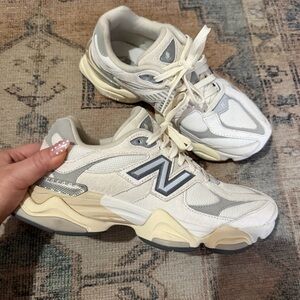 New Balance Cream and Gray Athletic Shoes- worn once (just too big on me)
